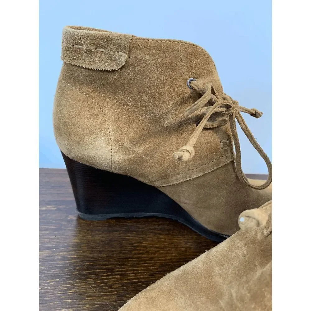 Via Spiga Women's Suede Brown Wedge Ankle Boots Size 39